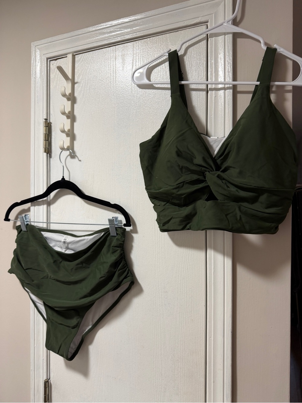Olive Green Twist Front Bikini Set high waisted